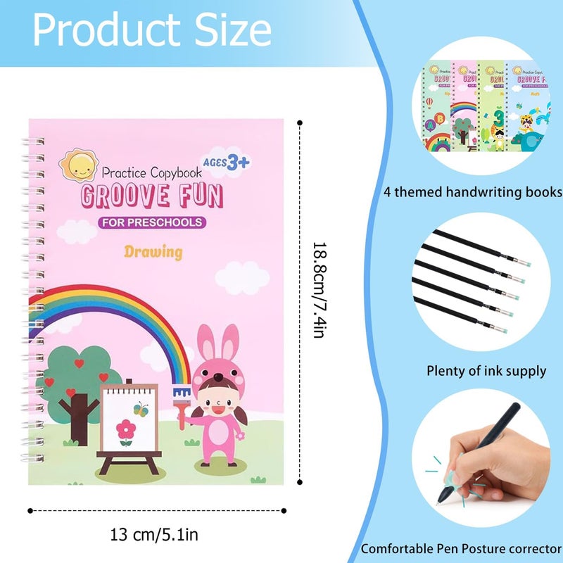AALGO Handwriting Book Practice for Kids,Reusable Grooved Handwriting Books, Writing Practice for Kids Age 3-5 - Image 2